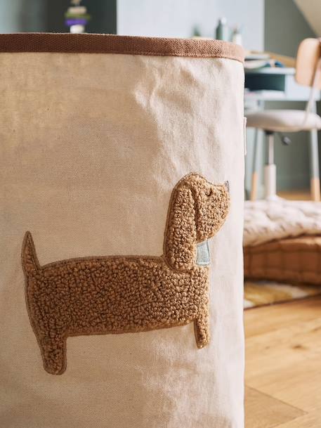 Panier rangement motif chien sherpa beige - vertbaudet enfant 