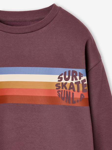 Sweat garçon col rond blanc chiné+mauve - vertbaudet enfant 