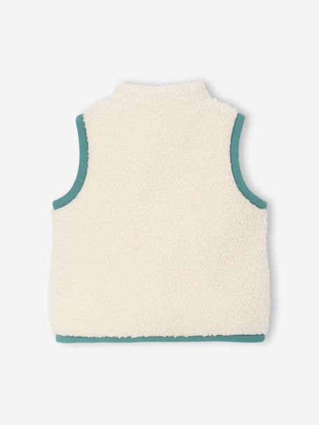 Gilet sans manches bébé en sherpa écru+taupe - vertbaudet enfant 