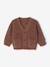 Gilet bébé col V en maille grosse jauge bleu grisé+chocolat - vertbaudet enfant 