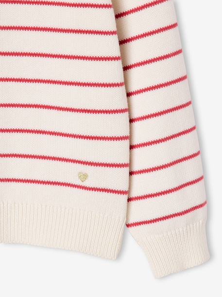 Pull fille manches longues framboise+marine+rose - vertbaudet enfant 