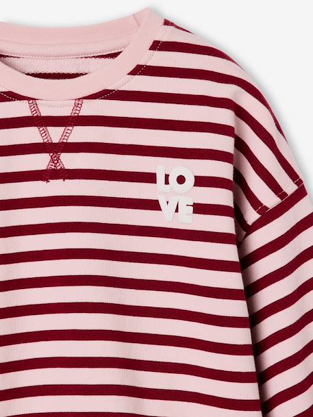 Sweat fille manches longues écru+rouge - vertbaudet enfant 