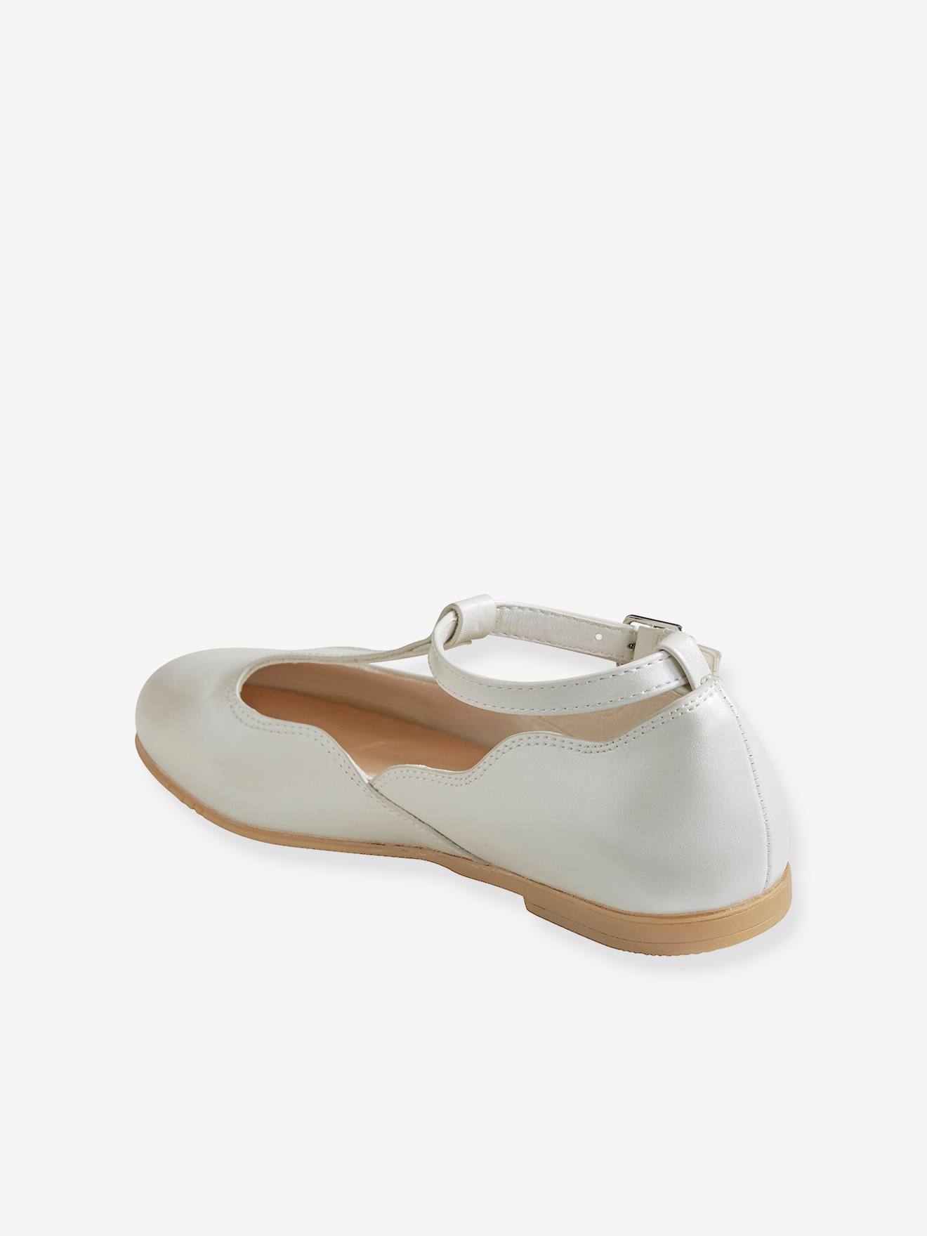Ballerines Salomés Fille Blanc Nacre - Vertbaudet Pointure 33