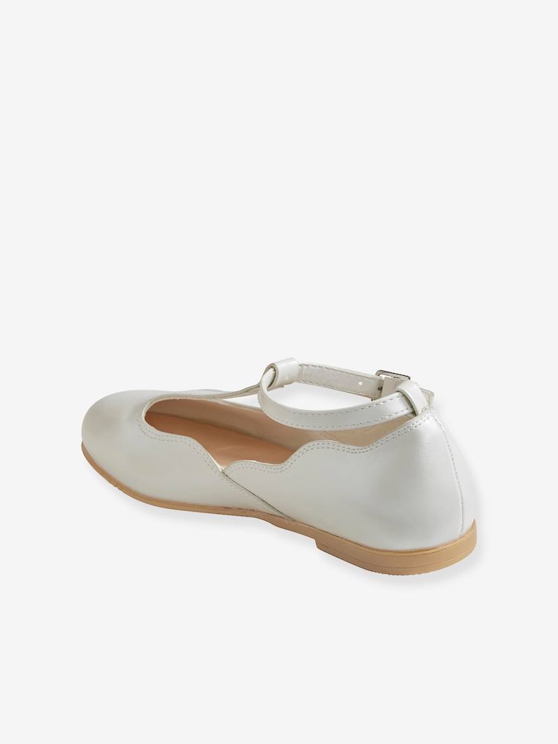 Chaussures Filles 23 Ballerines Salomés Vertbaudet Fille - Blanc Nacré - Pointure 33 - Boucle Réglable Chaussure Junior