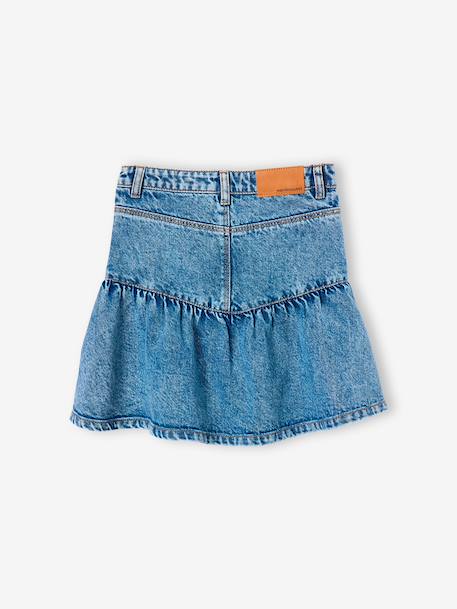 Denim rok met volant jeansblauw - vertbaudet enfant 