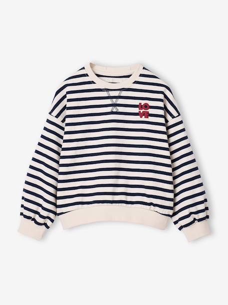 Sweat fille manches longues écru+rouge - vertbaudet enfant 