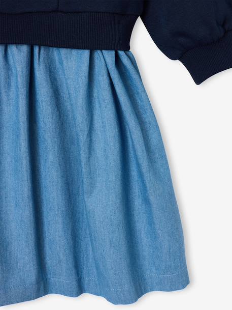 Meisjesjurk met lange mouwen ecru+marineblauw - vertbaudet enfant 