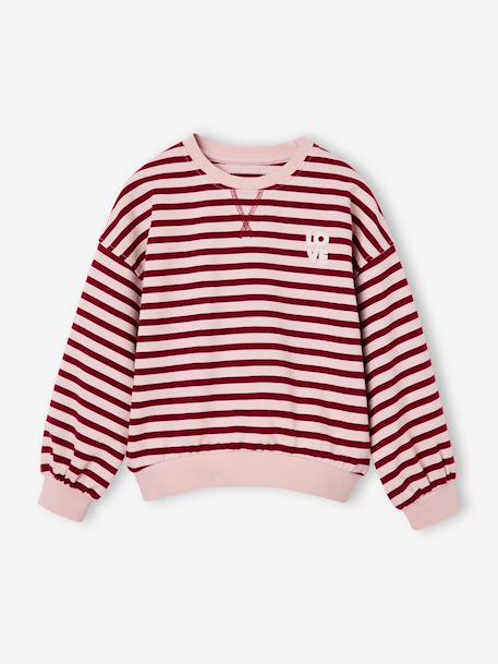 Meisjessweater met strepen ecru+rood - vertbaudet enfant 