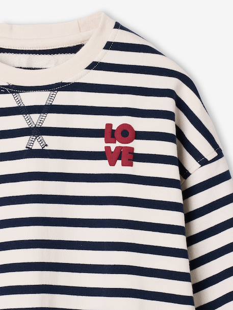 Sweat fille manches longues écru+rouge - vertbaudet enfant 