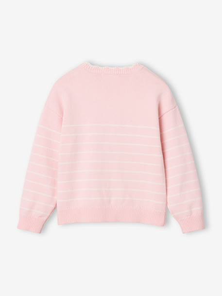 Pull fille manches longues framboise+marine+rose - vertbaudet enfant 