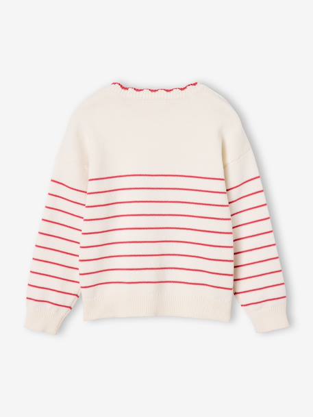 Pull fille manches longues framboise+marine+rose - vertbaudet enfant 