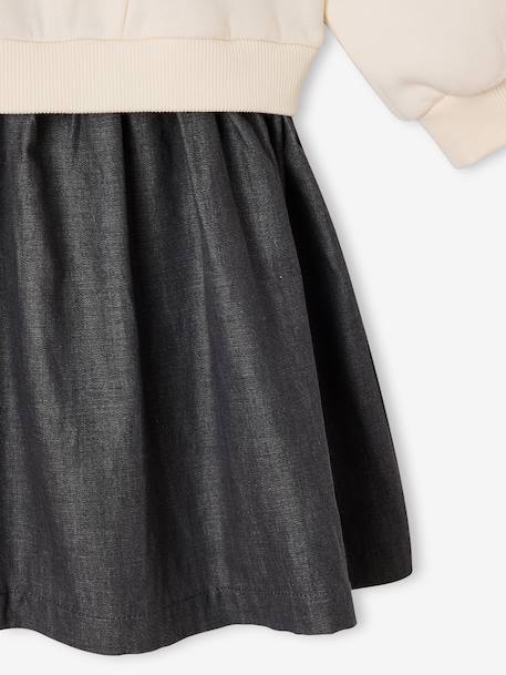Robe manches longues fille écru+marine - vertbaudet enfant 