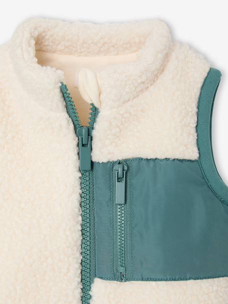 Gilet sans manches bébé en sherpa écru+taupe - vertbaudet enfant 