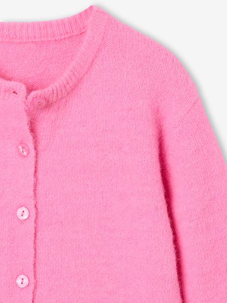 Meisjesvest met knopen blauw+bordeauxrood+rozen - vertbaudet enfant 