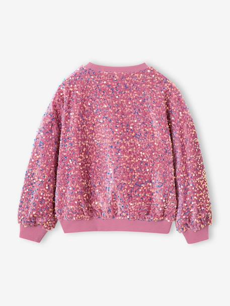 Sweat fille à sequins mauve+turquoise - vertbaudet enfant 