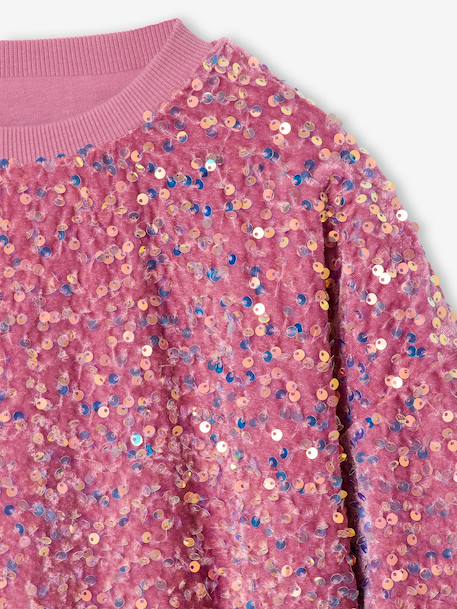 Sweat fille à sequins mauve+turquoise - vertbaudet enfant 
