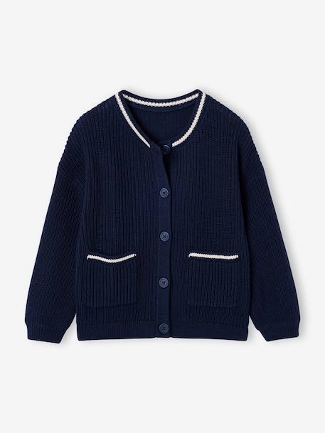 Gebreid vest voor meisjes marineblauw - vertbaudet enfant 