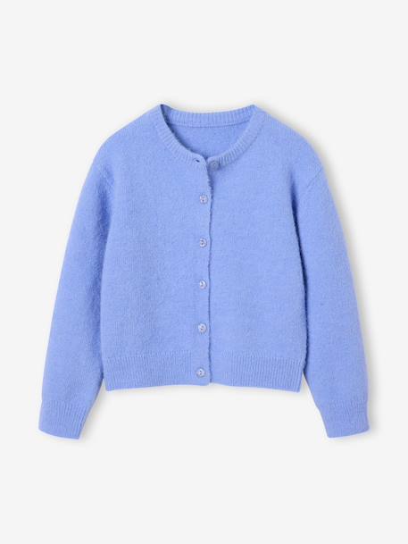 Meisjesvest met knopen blauw+bordeauxrood+rozen - vertbaudet enfant 