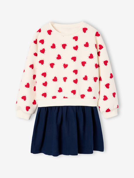 Fille-Robe-Robe fille 2 en 1 molleton et gaze de coton 