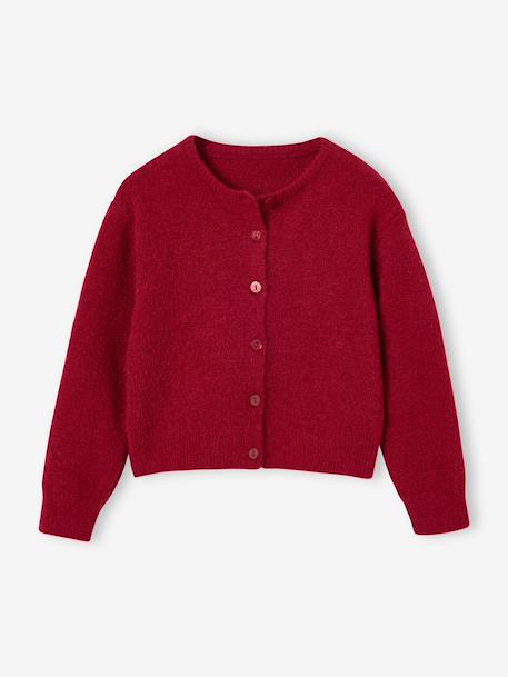 Meisjesvest met knopen blauw+bordeauxrood+rozen - vertbaudet enfant 