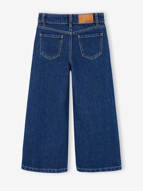 Jean large fille brodé bleu foncé+bleu jean+bleu moyen+denim bleached - vertbaudet enfant 