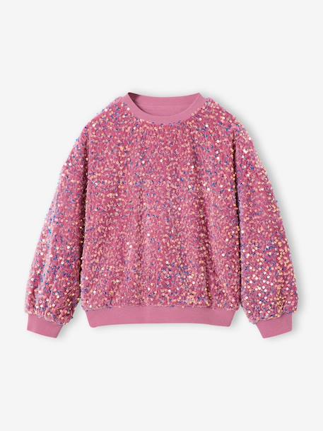 Fille-Pull, gilet, sweat-Sweat fille à sequins 
