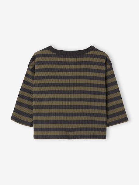 T-shirt manches longues bébé garçon cappuccino+kaki - vertbaudet enfant 