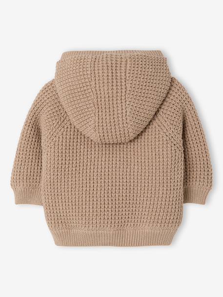 Gilet à capuche bébé en tricot beige chiné - vertbaudet enfant 