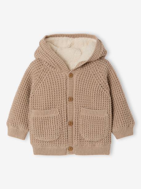 Babyvest met capuchon van tricot gemêleerd beige - vertbaudet enfant 