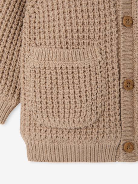 Gilet à capuche bébé en tricot beige chiné - vertbaudet enfant 
