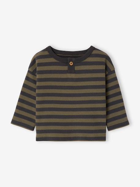 T-shirt manches longues bébé garçon cappuccino+kaki - vertbaudet enfant 