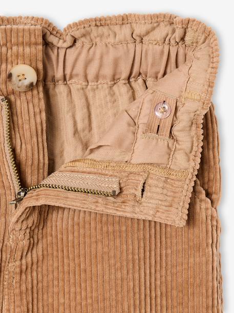 Pantalon fille large velours côtelé style paperbag bordeaux+camel+marine+mauve+olive - vertbaudet enfant 