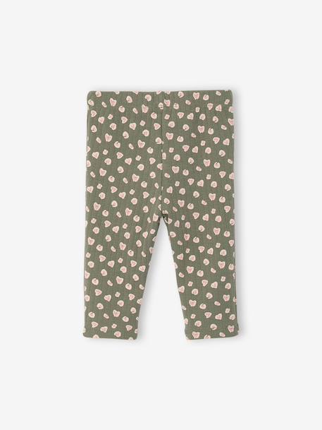 Bedrukte babylegging in ribgebreide stof saliegroen+taupe - vertbaudet enfant 