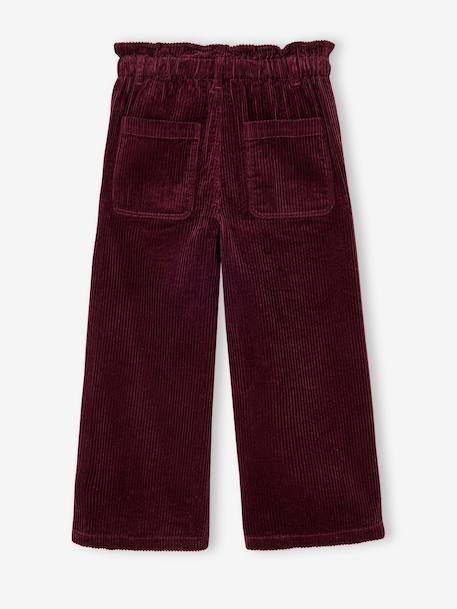 Pantalon fille large velours côtelé style paperbag bordeaux+camel+marine+mauve+olive - vertbaudet enfant 