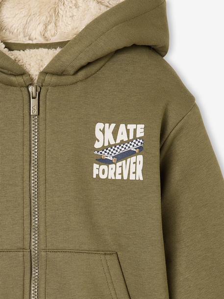 Sweat zippé à capuche garçon kaki+marine - vertbaudet enfant 