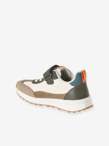 Kindersneakers met veters en klittenband, kleutercollectie blauw, bedrukt+kaki+veel beige+veel blauw - vertbaudet enfant 