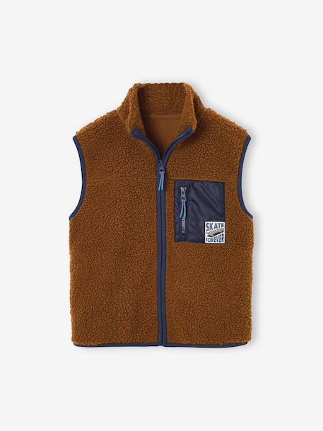Gilet sans manches garçon caramel+écru - vertbaudet enfant 