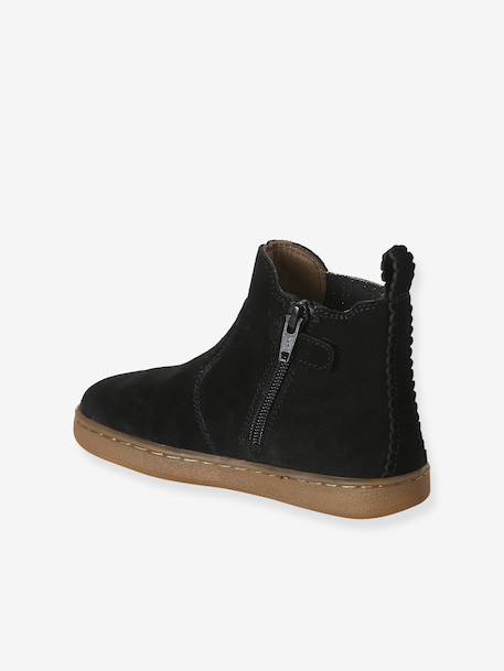 Boots fille cuir zippées beige+bronze+cacao+jaune d'or+marine+marron+noir+vert+vieux rose - vertbaudet enfant 