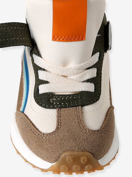 Kindersneakers met veters en klittenband, kleutercollectie blauw, bedrukt+kaki+veel beige+veel blauw - vertbaudet enfant 