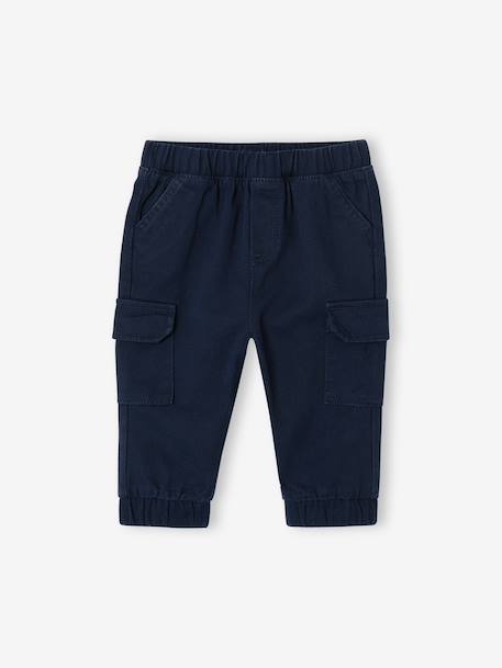 Babybroek in keperstof marineblauw+olijf - vertbaudet enfant 
