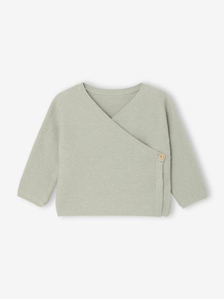 Brassière bébé naissance tricot point mousse coton et laine beige chiné+blanc+cappuccino+rose pâle+vert sauge - vertbaudet enfant 