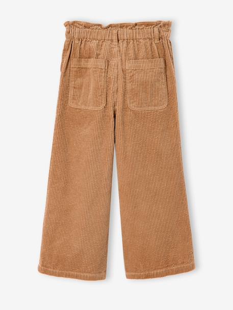 Pantalon fille large velours côtelé style paperbag bordeaux+camel+marine+mauve+olive - vertbaudet enfant 