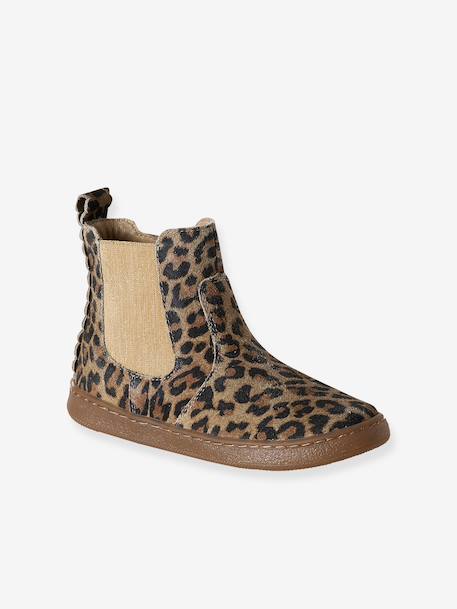 Boots fille cuir zippées beige+bronze+cacao+jaune d'or+marine+marron+noir+vert+vieux rose - vertbaudet enfant 