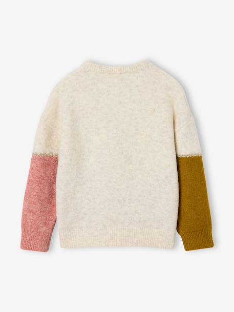 Pull fille manches longues olive+rose poudré - vertbaudet enfant 