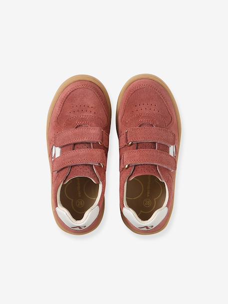 Meisjessneakers leer met klittenband beige+bruin+goudgeel+oudroze - vertbaudet enfant 