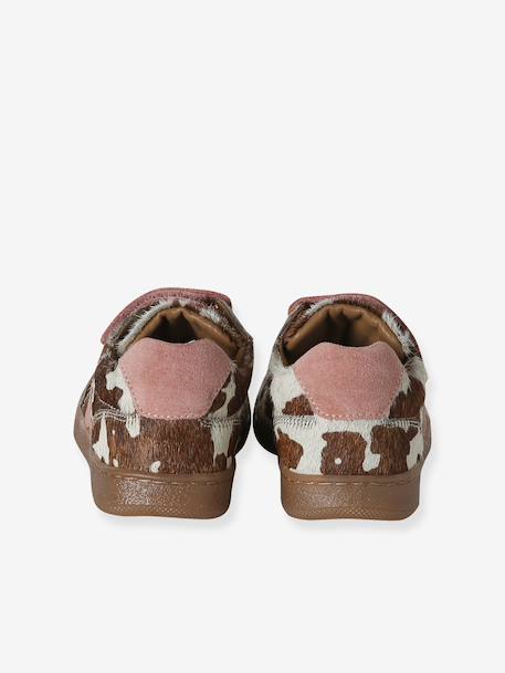 Meisjessneakers leer met klittenband donkerbruin - vertbaudet enfant 