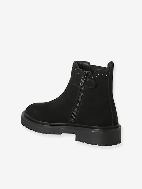 Leren boots meisje met rits zwart - vertbaudet enfant 