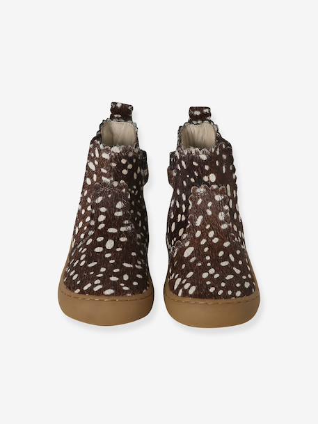 Chelsea boots met rits en elastiek van leer voor baby donkerbruin+goudgeel+marineblauw+oudroze - vertbaudet enfant 
