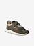 Jongens sneakers leer met klittenband kaki+marineblauw - vertbaudet enfant 