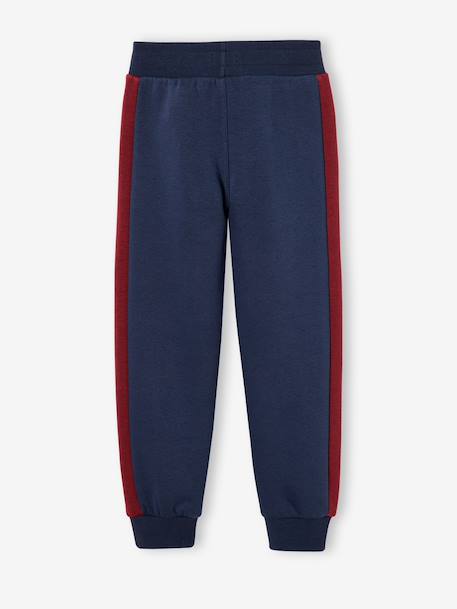 Joggingbroek voor jongens met een band aan de zijkant bordeauxrood+gemêleerd grijs+groen+rood - vertbaudet enfant 